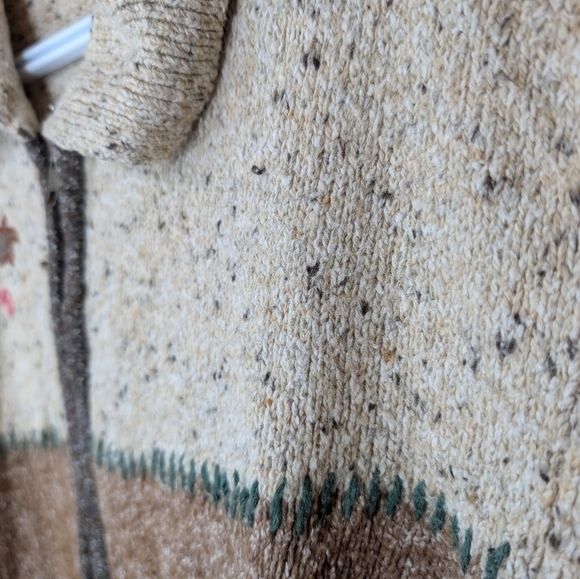 Tan Jay Brown & Oatmeal Knit Embroidered Zip Up Collared Sweater Women Large - Picture 6 of 10